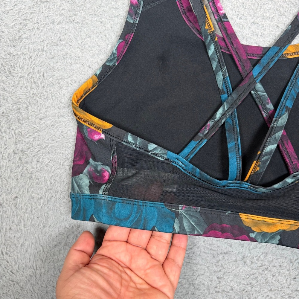 Nike Womens Dri-FIT Floral Rose Print Strappy Cross Back Sports Bra Large Black - Picture 8 of 14
